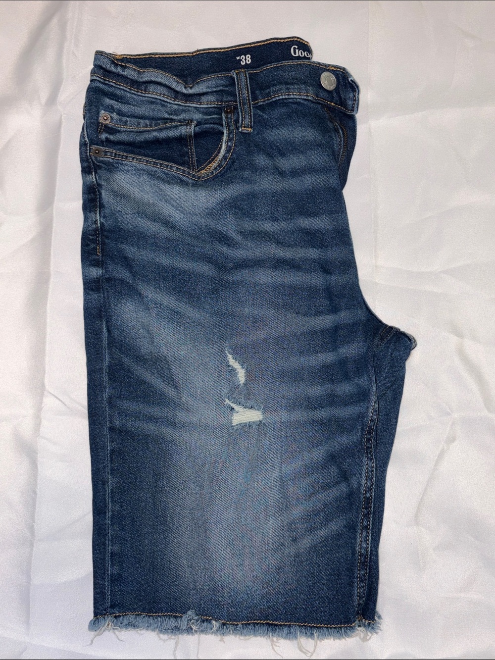 Goodfellow & Co Blue Cropped Distressed Jean shorts frayed size 38 and Size 40